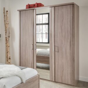 Skriňa BERN s 3 krídlovými dverami, korpus v dekore dub truflový, fronty v dekore korpusu a z krištáľového zrkadla