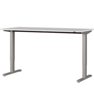 Písací stôl 4242-583 v svetlosivej farbe so strieborným kovovým rámom а elektrickým výškovým nastavením (na bode 96,5 cm)