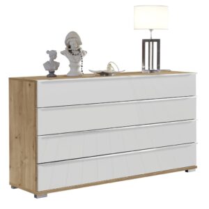 Komoda LOFT so 4 zásuvkami, korpus v dekore dub truflový, drevené čelá zásuviek v bielej farbe
