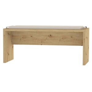 Lavica do spálne MONACO, korpus v dekore dub bianco, čalúnenie z umelej kože vo farbe kamienkovo sivá, úchytky v chrómovom prevedení