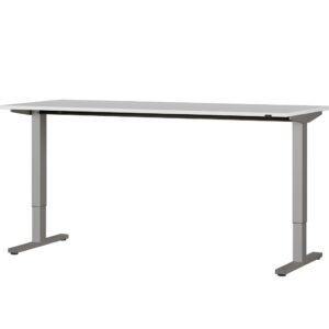 Písací stôl 4244-583 v svetlosivej farbe so strieborným kovovým rámom а elektrickým výškovým nastavením (na bode 96,5 cm)