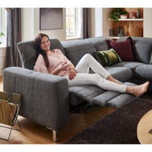 Rohová sedačka, relax, čierna látka, od WESTFALEN (Nemecko): motorizované polohovacie kreslo (recliner)