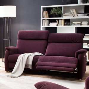 Modulárna sedačka s funkciou relax, bordová látka, od WESTFALEN (Nemecko): motorizované polohovateľné kreslo (recliner) vpravo