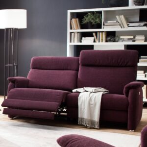 Modulárna sedačka s funkciou relax, bordová látka, od WESTFALEN (Nemecko): motorizované polohovateľné kreslo (recliner) vľavo