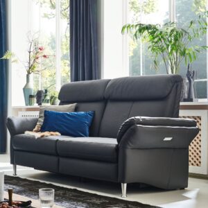 Modulárna sedačka s funkciou relax, čierna koža, od WESTFALEN (Nemecko)