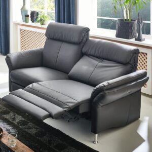 Modulárna sedačka s funkciou relax, čierna koža, od WESTFALEN (Nemecko): plne rozložené motorizované polohovateľné kreslo (recliner)
