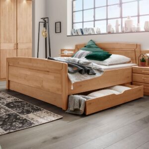 Manželská posteľ z masívu LAUSANNE 180x200 s úložným boxom so zásuvkami