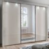 Skriňa MONACO s champagne sklom, zrkadlom, paspartovým rámom a LED osvetlením – 3 dvere