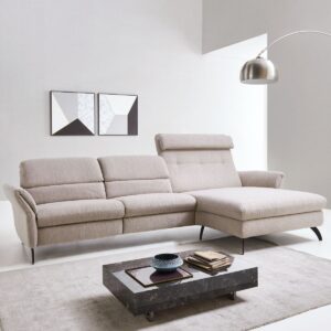 Sedačka v tvare L s veľkým longchair vpravo – detail operadla