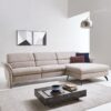 Sedačka v tvare L s veľkým longchair (102 cm) v béžovej látke – hlavný pohľad