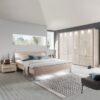 Moderná spálňa LOFT so skladacími skriňami a minimalistickou posteľou s rámom 43 cm