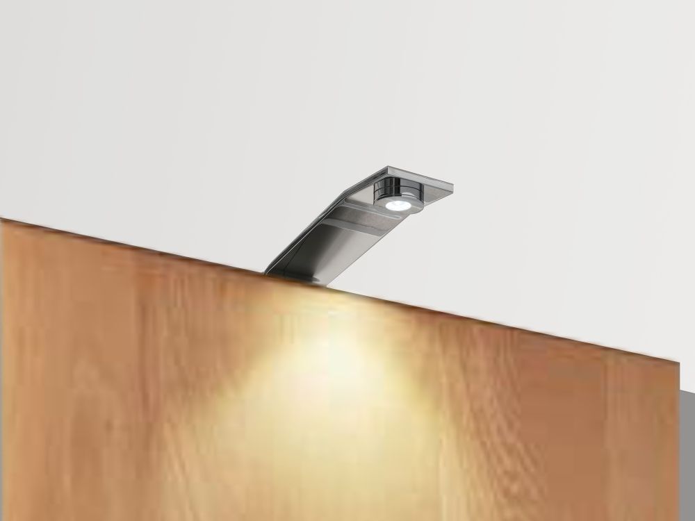 Prisadené LED svietidlo v chrómovej úprave pre skrine CORTINA
